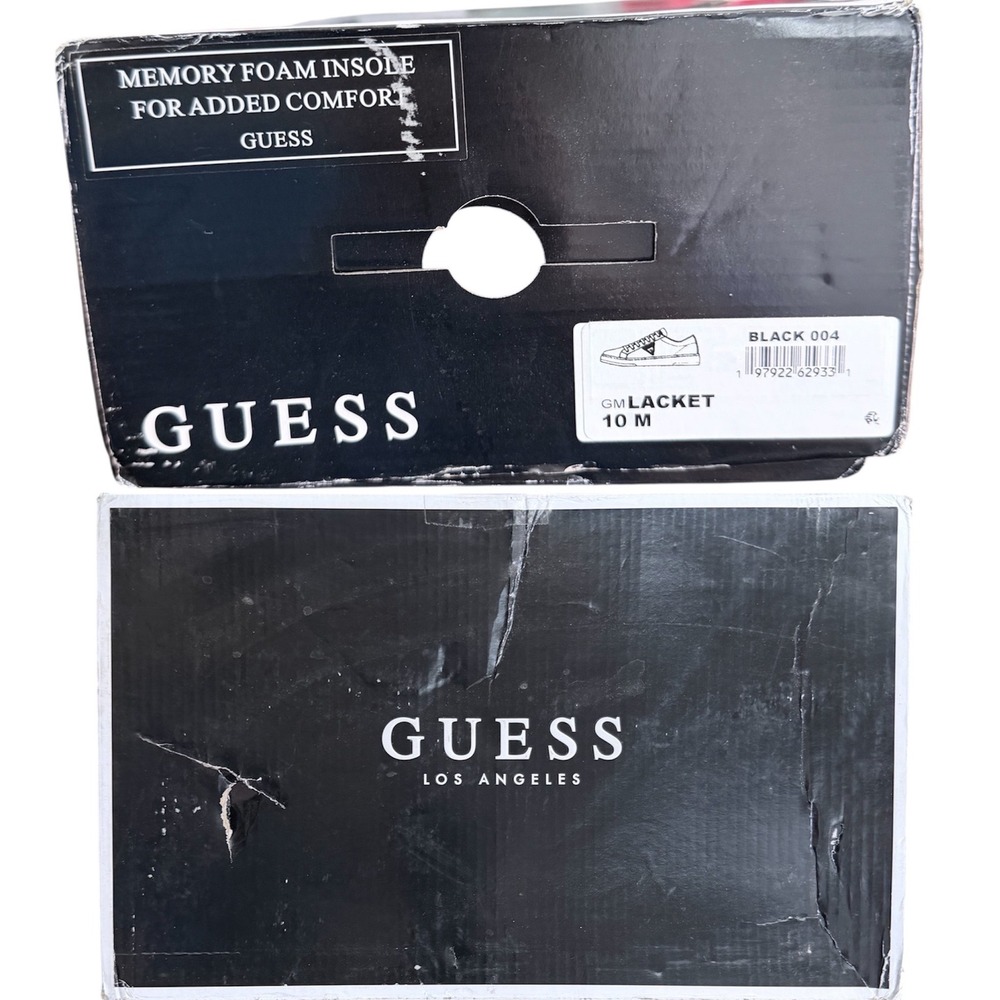 Guess Lacket Mens Black Faux Leather Low Top Sneakers Size 10 M NEW - Picture 3 of 12